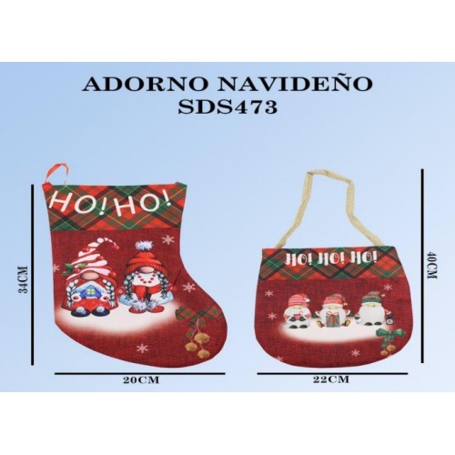 Adorno navidad bolsa navideño 22*25cm SDS473