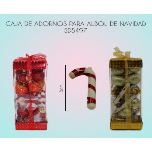 Caja de adornos para árbol de navidad (BASTONES,ESFERAS,SANTA) SDS497