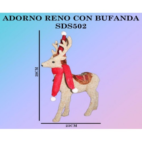 Adorno navideño de reno con bufanda 33*22*10.5CM SDS502