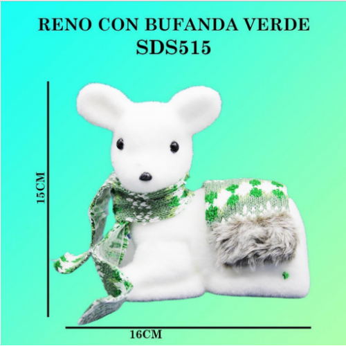 Reno con bufanda verde 16*15 cm SDS515