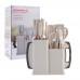 Set de utensilios de silicón con base. Incluye espátulas, cucharones y pinzas. Colores variados. Venta al por mayor 