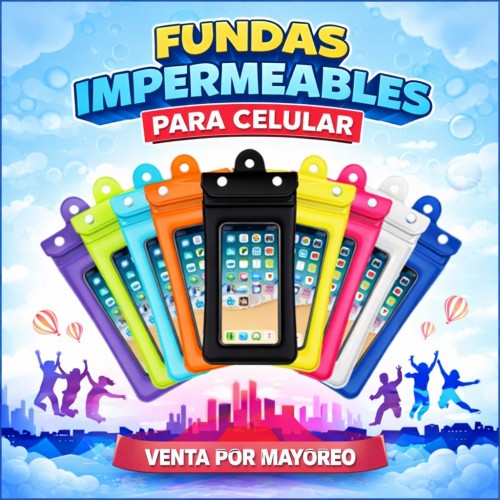 BOLSA IMPERMEABLE ANTI- PERDIDAS PARA TELÉFONO, DIFERENTES COLORES, MEDIDA: 22.5X11.5cm, MAYOREO. 