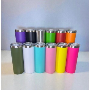 Vaso térmico de acero inoxidable Skinny mantiene bebidas frías o calientes, acabado liso y colores variados. Venta por mayoreo