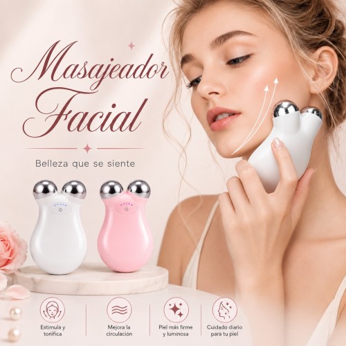 Masajeador facial y de cuello. Ideal para rutinas de cuidado personal y masaje diario en rostro, mandíbula y cuello. Venta por mayoreo