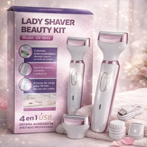 Depiladora Femenina Recargable 4 en 1 con Accesorios Venta por Mayoreo SN8866
