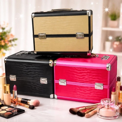 Maletín organizador de maquillaje reforzado de aluminio para viaje 31×20×26 cm. Venta al por mayor SNH74