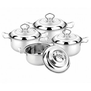 Set de Ollas de Acero Inoxidable, Tapa con Asa y Doble Mango, Varias Capacidades, Antiadherente y Resistente para cocina SSG-1