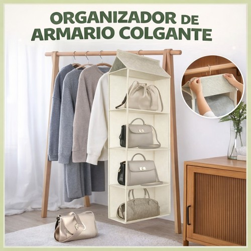 Organizador de Armario Colgante de Tela 4 Niveles Venta por Mayoreo T-30296