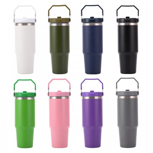 Termo portátil para coche de acero inoxidable 304 de gran capacidad y alto valor, de 30 oz, para bebidas dobles y hielo, termo con asa por mayoreo
