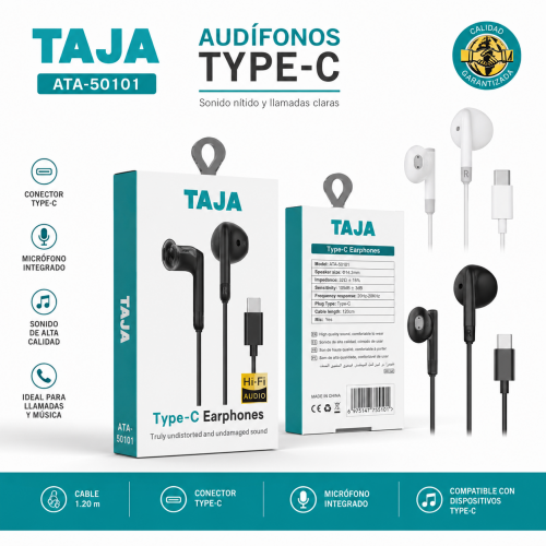 Audífonos alámbricos Type-C con micrófono. Venta por mayoreo Audífonos alámbricos Type-C con micrófono. Venta por mayoreo