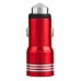 Cargador de auto doble USB metálico, adaptador rápido para celular y dispositivos, compatible con 12V/24V, colores surtidos, venta por mayoreo TC-2009