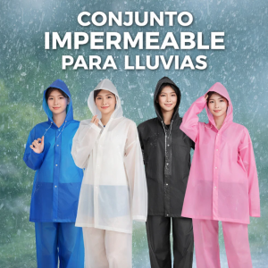 Conjunto impermeable EVA con capucha ideal para lluvia. Ligero, cómodo y práctico para uso diario. Venta por mayoreo TH-1011