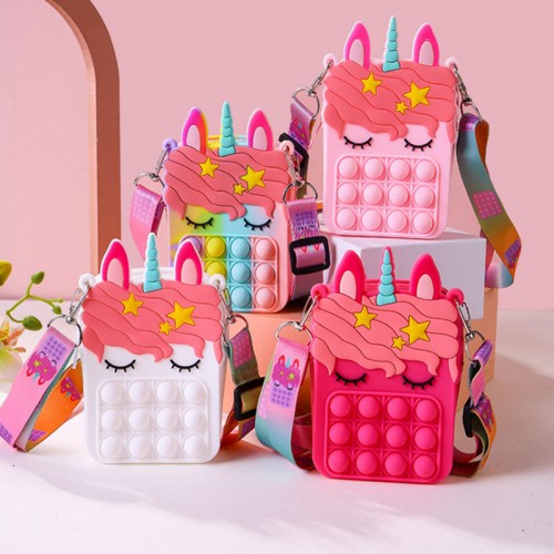 Bolsa Pop It Unicornio Juguete Niña Antiestrés Multicolor TOY322