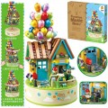 Caja musical creativa armable,  con casa y globos de colores, juguete de construcción decorativo, regalo original para niños y adultos amantes de lo creativo TOY862