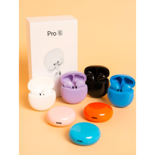 Audífonos inalámbricos Bluetooth Pro 6 con estuche de carga, micrófono, control táctil y batería recargable, venta por mayoreo  TR-6010