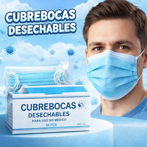 Cubrebocas Desechable Tipo TTP Azul por Mayoreo TTP-A