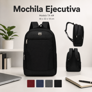 Mochila ejecutiva tipo urbana, varios compartimentos. Medidas 46×32×14 cm. Venta por mayoreo