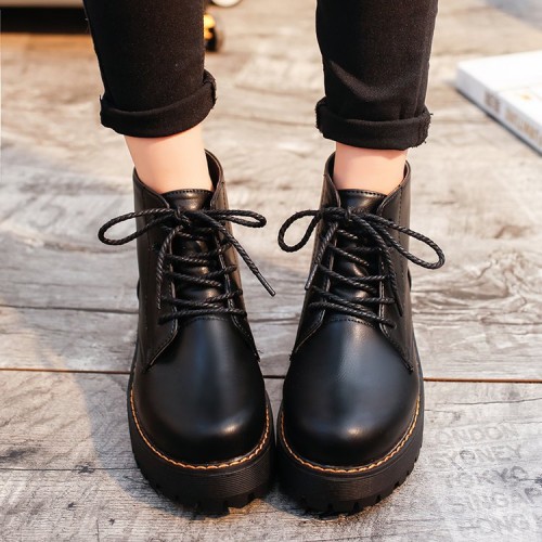 Botas para mujer casuales con cordones y plataforma de punta redonda TX9014