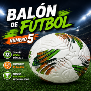 Balón de fútbol número 5 con interior costurado y peso aproximado de 420 gramos. Ideal para entrenamiento. Venta por mayoreo