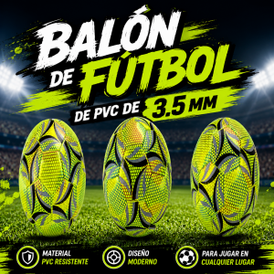 Balón de fútbol con revestimiento PVC de 3.5 mm y costuras a máquina. Ideal para entrenamiento. Venta por mayoreo