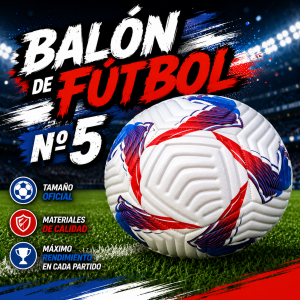 Balón de fútbol número 5 con interior cosido a máquina. Ideal para entrenamiento y juegos recreativos. Venta por mayoreo