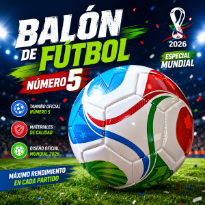 Balón de fútbol número 5 con diseño inspirado en México, EUA y Canadá. Ideal para juegos y entrenamiento. Venta por mayoreo