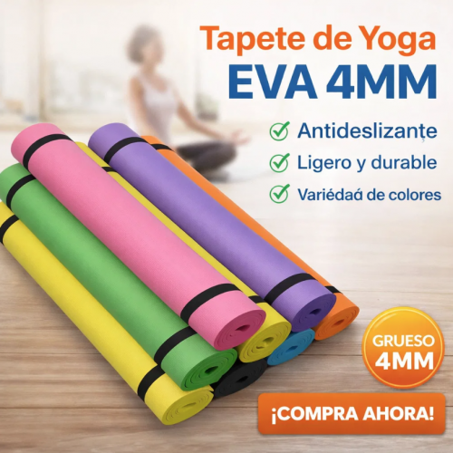 Tapete de yoga antideslizante material EVA, acolchado y ligero de 172*61*0.4 cm. Venta Por Mayoreo TY218