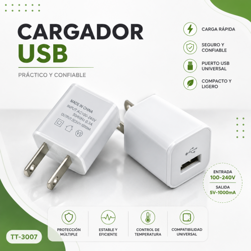 Cargador de Pared TT-3015 con Clavija Americana