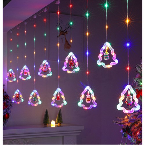 Cortina de Navidad en forma de arboles  cadena de luz LED cadena de luz USB cascada luz alambre de cobre luz decoración interior cortina luz  venta al por mayor V03-31