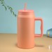 Vaso Tarro Térmico Estilo con Asa y Popote por Mayoreo [VAS-7812]