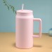 Vaso Tarro Térmico Estilo con Asa y Popote por Mayoreo [VAS-7812]