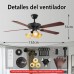Ventilador de techo 5 aspas café madera 52" diámetro venta al por mayor VEN31