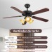 Ventilador de techo 5 aspas café madera 52" diámetro venta al por mayor VEN31