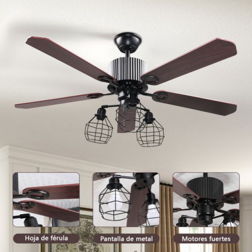 Ventilador De Techo Madera Moderno Control Remoto 5 Aspas VEN33
