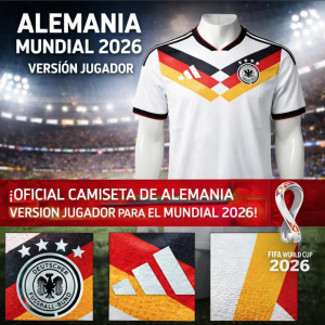 Playera selección alemana versión jugador en tallas Ch/M/G/XL/2XL/3XL, versión jugador. Ideal para Mundial 2026. Venta por mayoreo
