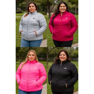 Chamarra acolchada plus size para dama tipo alo  | Tallas extra cómodas | Abrigo térmico ligero para invierno Con forro cálido.  Calidad Premiun Venta al por mayor VOAL3456