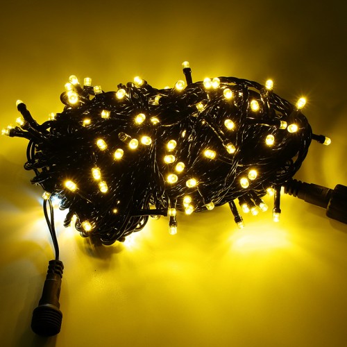 Serie de 200 luces led con 16 m (luz calida cable negro)