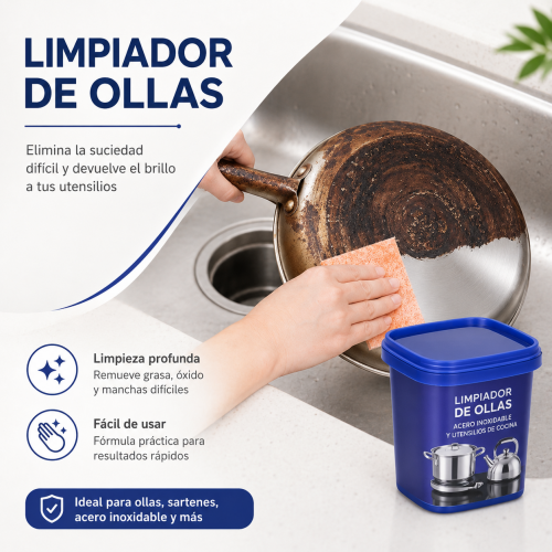 Pasta de limpieza de acero inoxidable para el hogar, limpiador de manchas de aceite quemado, para ollas y sartenes 500g Pasta de limpieza de acero inoxidable para el hogar, limpiador de manchas de aceite quemado, para ollas y sartenes 500g