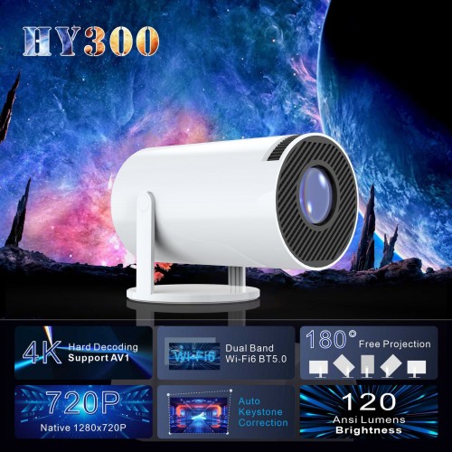 Proyector HY300 para el hogar, 4K, portátil, LCD, proyección de alta definición para cine en casa W-DD-506