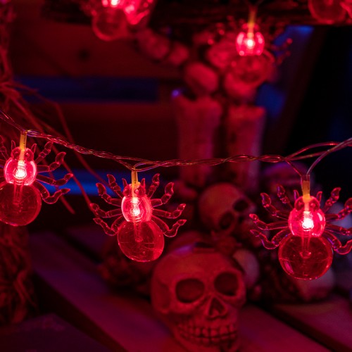 Guirnalda LED decorativa con arañas – Luz roja – Halloween – 6x5 cm – Mayoreo