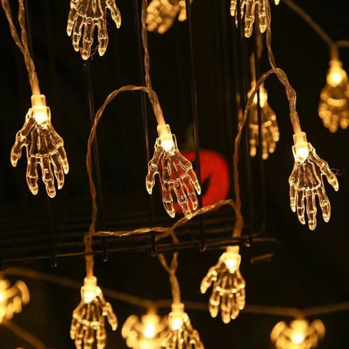 Guirnalda LED con manos esqueléticas – Luz cálida – Decoración para Halloween – Mayoreo W-DD-528