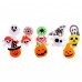 Anillos luminosos LED de Halloween con diseños surtidos, calaveras, calabazas y fantasmas, accesorios divertidos para fiestas y niños, venta por mayoreo W-DD-531