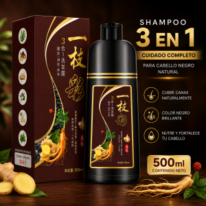 Shampoo 3 en 1 para cabello café de 500 ml, ideal para el cuidado y coloración del cabello. Venta por mayoreo