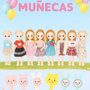 Set de 8 muñecas de 30 cm con brazos y piernas articuladas. Incluye vestidos surtidos de diferentes estilos y accesorios tipo espejitos en forma de animalitos venta al por mayor W-FZBW2830