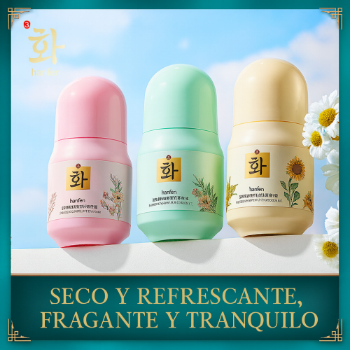 Desodorante en roll on Hanfen 50ml – Frescura y fragancia duradera – Colores surtidos – W-GSTH3188