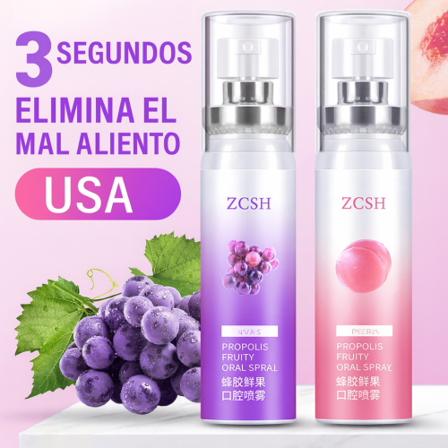 Spray bucal ZCSH eliminador de mal aliento – Frescura instantánea en 3 segundos – Sabores uva y durazno – Portátil y práctico – Venta por mayoreo W-GYCQ587