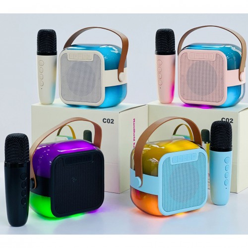 Bocina altavoz bluetooth portátil RGB colorido con micrófono de karaoke inalámbrico W-HH-429