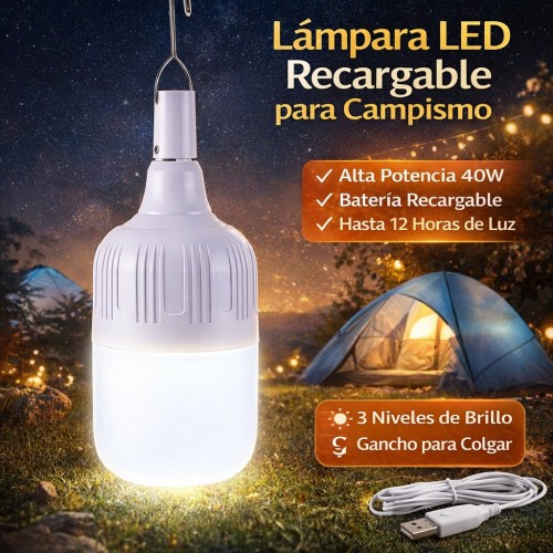 Lámpara LED Recargable para Campismo con Gancho por Mayoreo W-JDJ6551