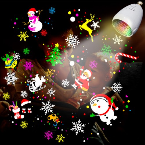 Lámpara Proyector Navideño LED XL , Luz de Nieve y Colores Giratorios para Interior y Exterior, Decoración Navidad – Mayoreo W-JDJ6596