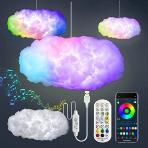Lámpara nube LED decorativa con colores cambiantes y control vía app, mando y cabl venta al por mayor  W-JDJ6694